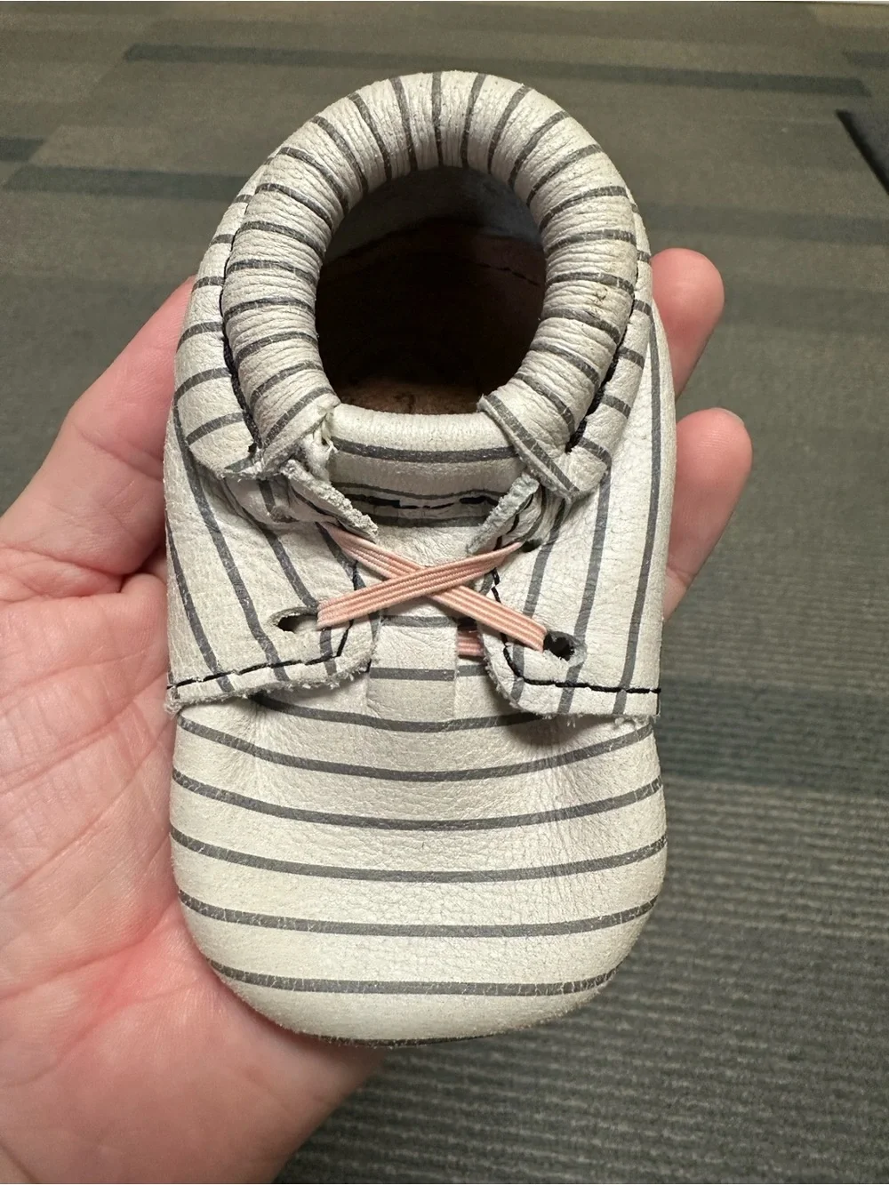 Freshly Picked Striped Light Gray Moccasins
